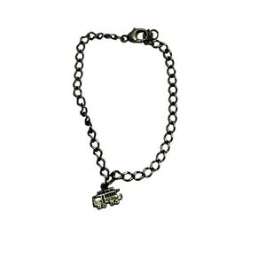 Gold Tone Chain Charm Bracelet Cable Car Trolley Travel‎ Souvenir 5 Inch
